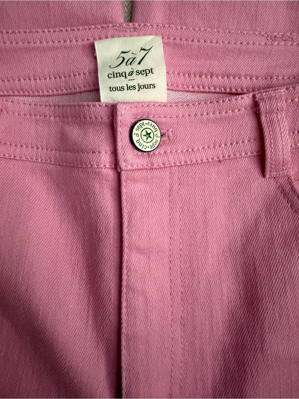 cinq a sept Pink High-Rise Cropped Jeans with Heart Patch - Picture 11 of 11